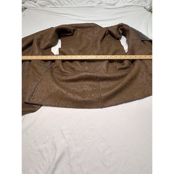 Anthropologie Dylan Drape Vest Women SzXL Brown Shearling Ruffle Open Front Cozy - Picture 13 of 13